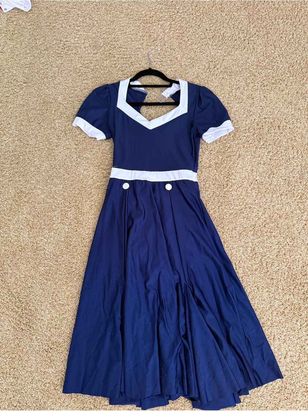 Navy Blue Dress with White accent